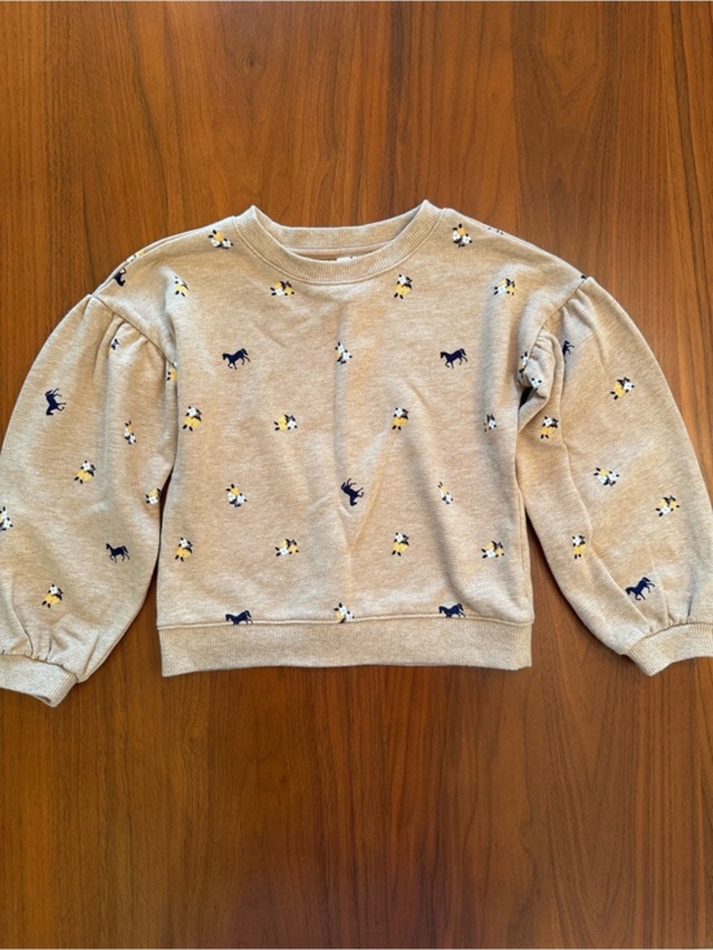 Janie and Jack Beige Horse and Flowers Sweatshirt - Cute Neutral Pullover